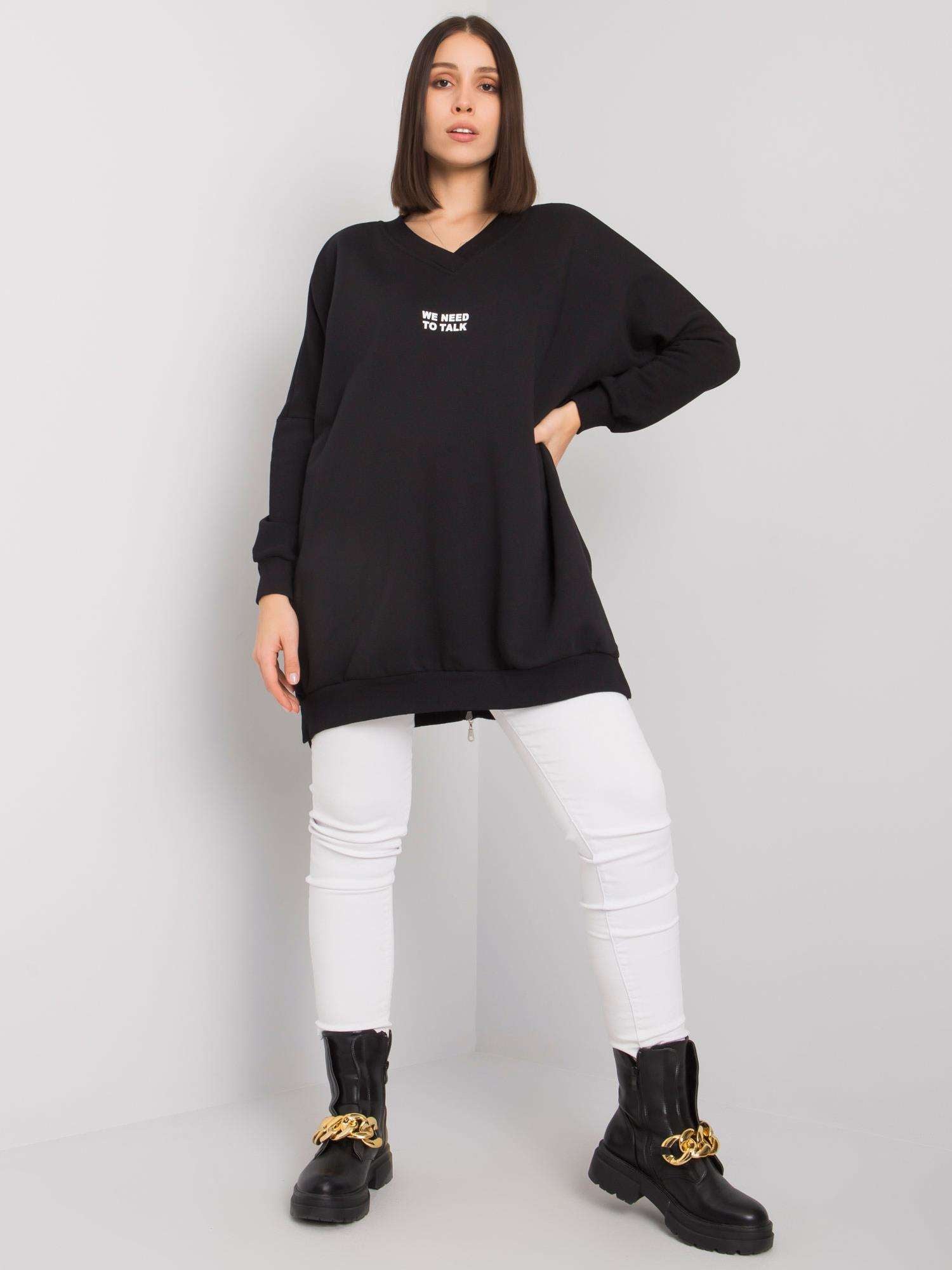 Czarna tunika plus size z bawełny