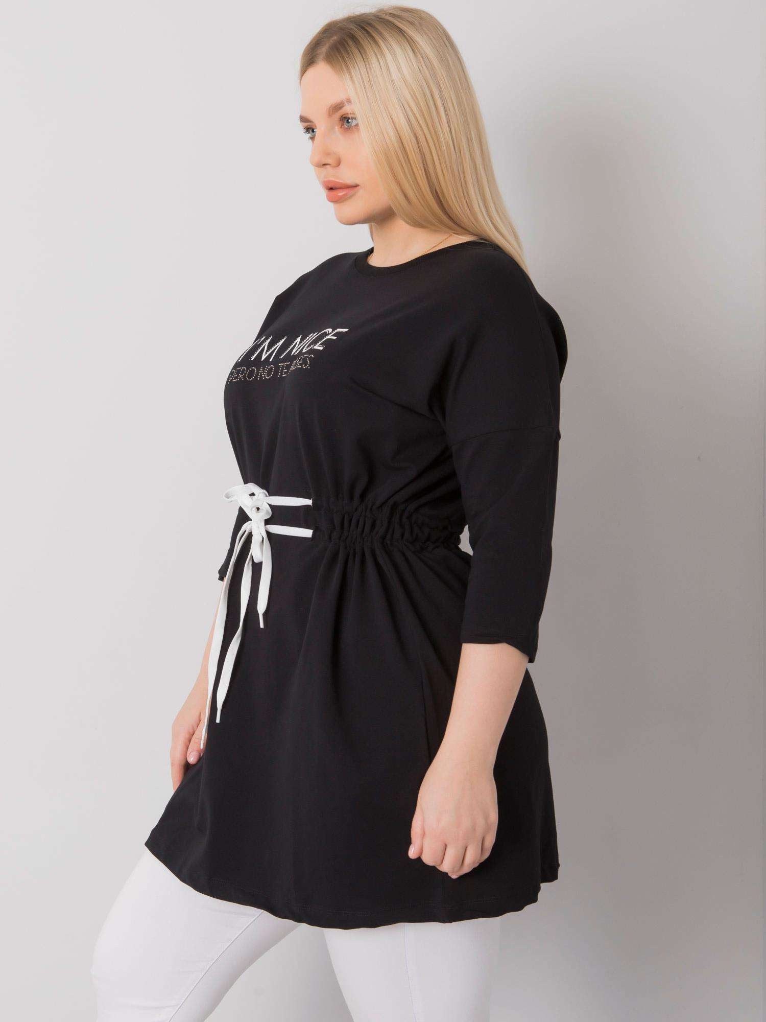 Czarna tunika plus size z napisem