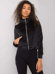 RUE PARIS Czarna bluza z weluru na suwak