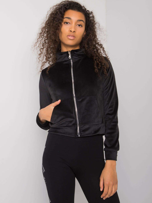 RUE PARIS Czarna bluza z weluru na suwak