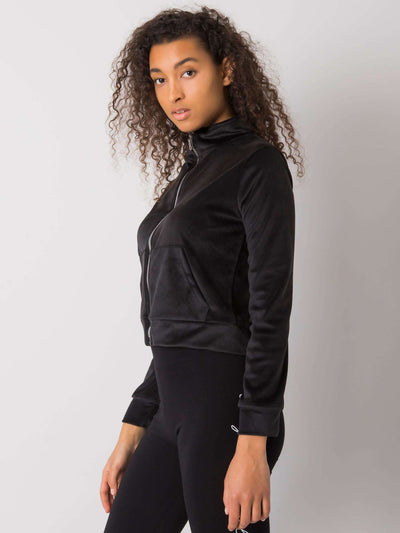 RUE PARIS Czarna bluza z weluru na suwak