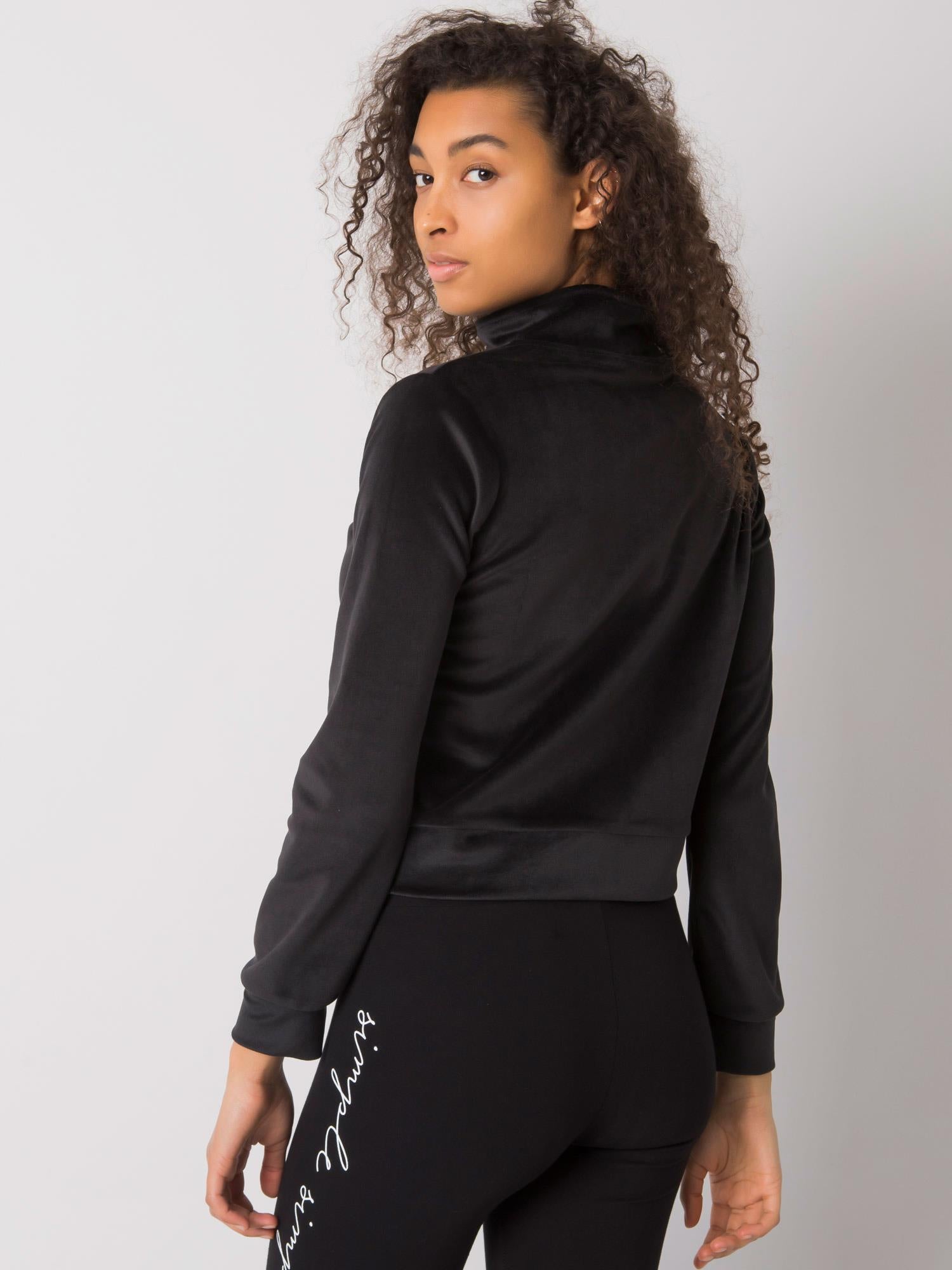 RUE PARIS Czarna bluza z weluru na suwak