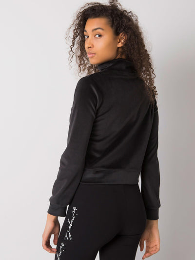 RUE PARIS Czarna bluza z weluru na suwak