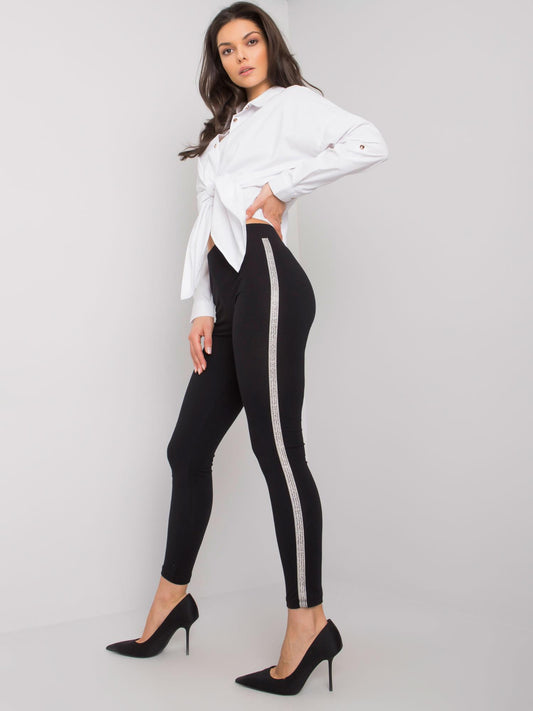 RUE PARIS Czarne klasyczne legginsy