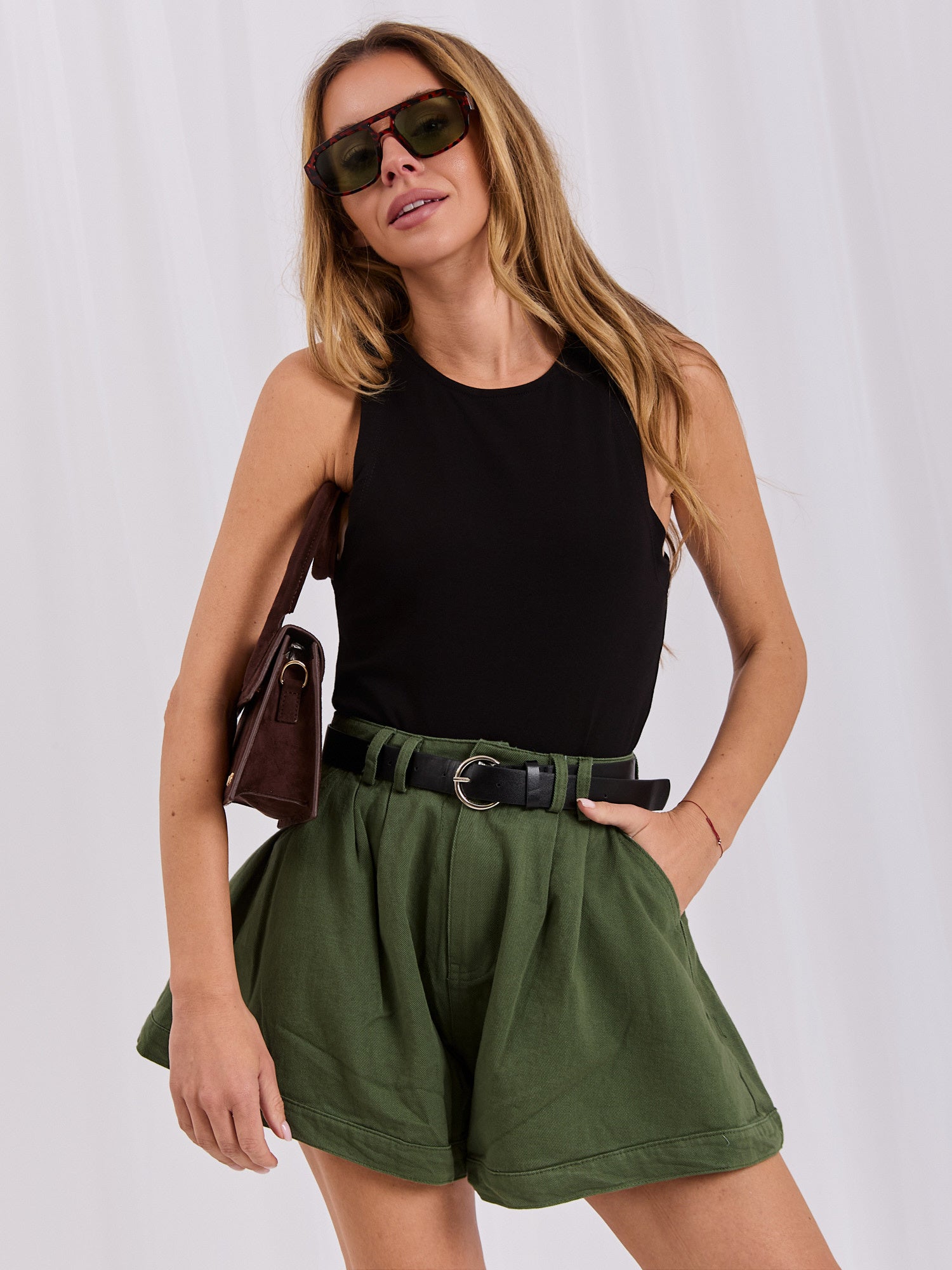 RUE PARIS Czarne damskie body basic bez rękawów