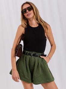 RUE PARIS Czarne damskie body basic bez rękawów