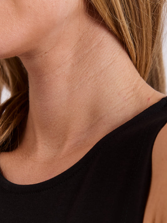 RUE PARIS Czarne damskie body basic bez rękawów