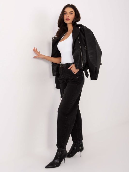 Czarne jeansowe spodnie baloon fit