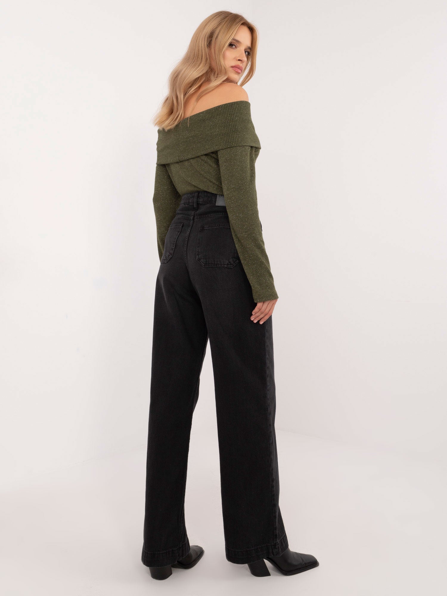 SUBLEVEL Czarne jeansy wide leg z kieszeniami z przodu