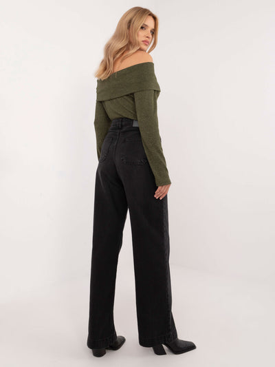 SUBLEVEL Czarne jeansy wide leg z kieszeniami z przodu