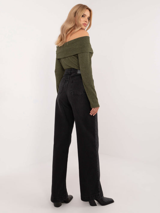 SUBLEVEL Czarne jeansy wide leg z kieszeniami z przodu