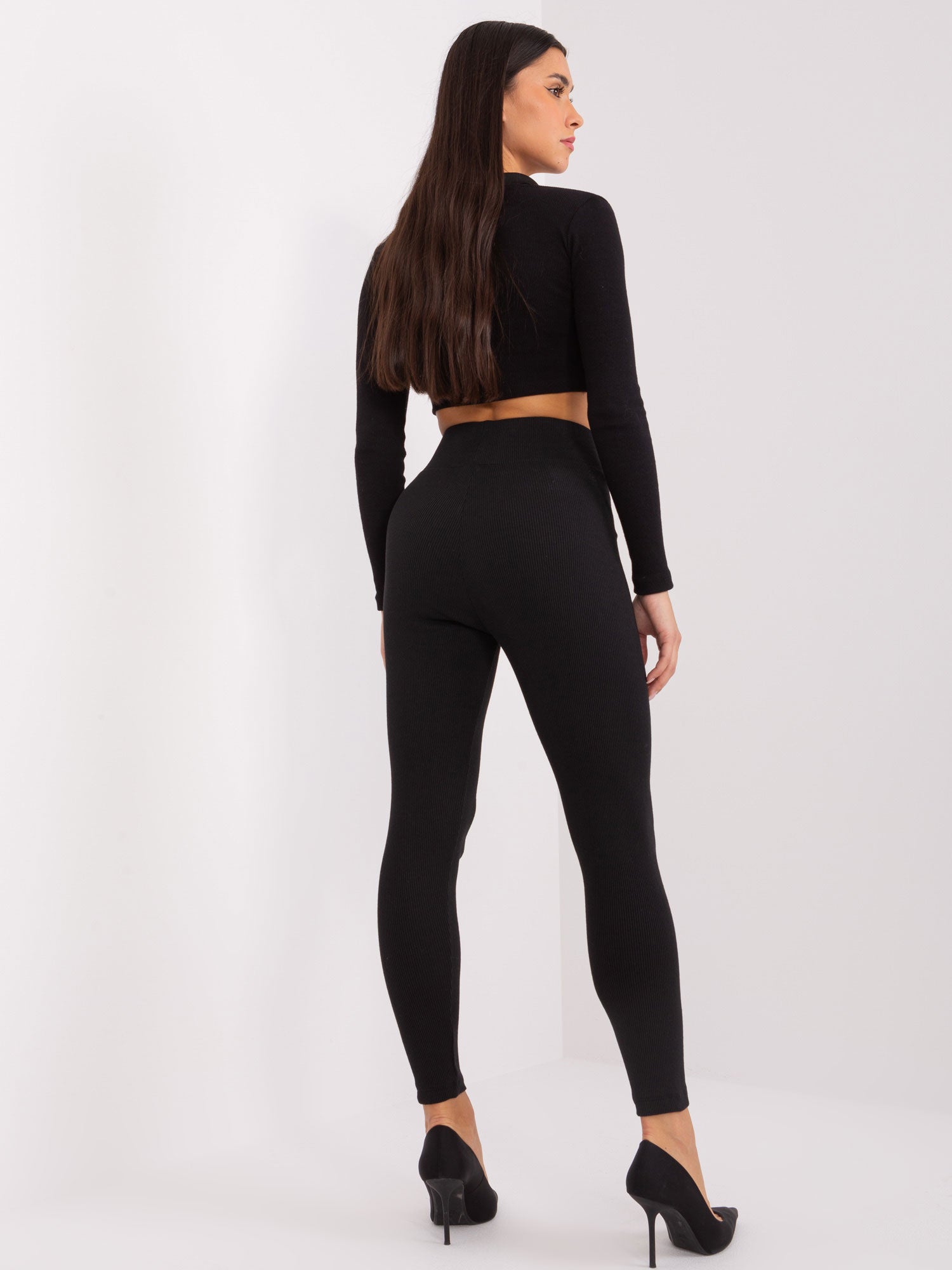 Czarne legginsy basic z wysokim stanem RUE PARIS