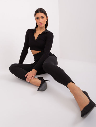 Czarne legginsy basic z wysokim stanem RUE PARIS