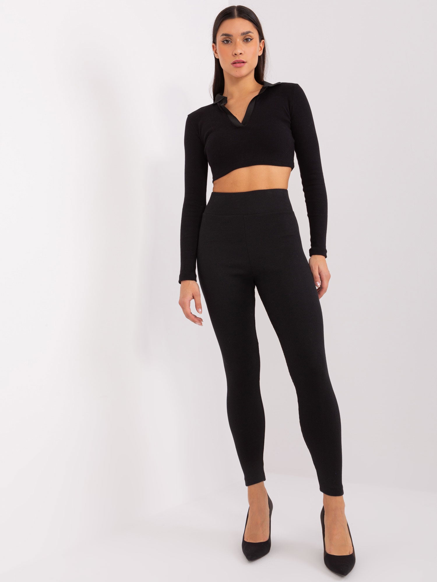 Czarne legginsy basic z wysokim stanem RUE PARIS