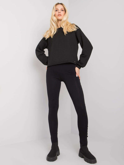 RUE PARIS Czarne damskie legginsy z lampasami