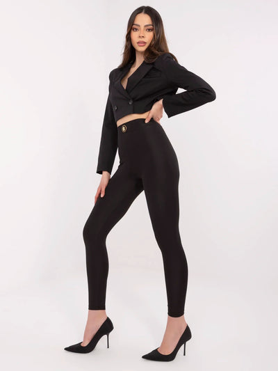 Czarne damskie legginsy z wysokim stanem