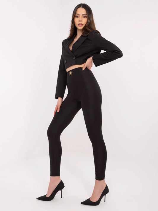 Czarne damskie legginsy z wysokim stanem