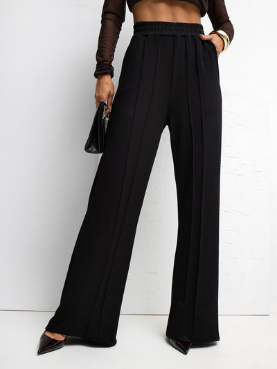 RUE PARIS Czarne dresowe spodnie basic wide leg
