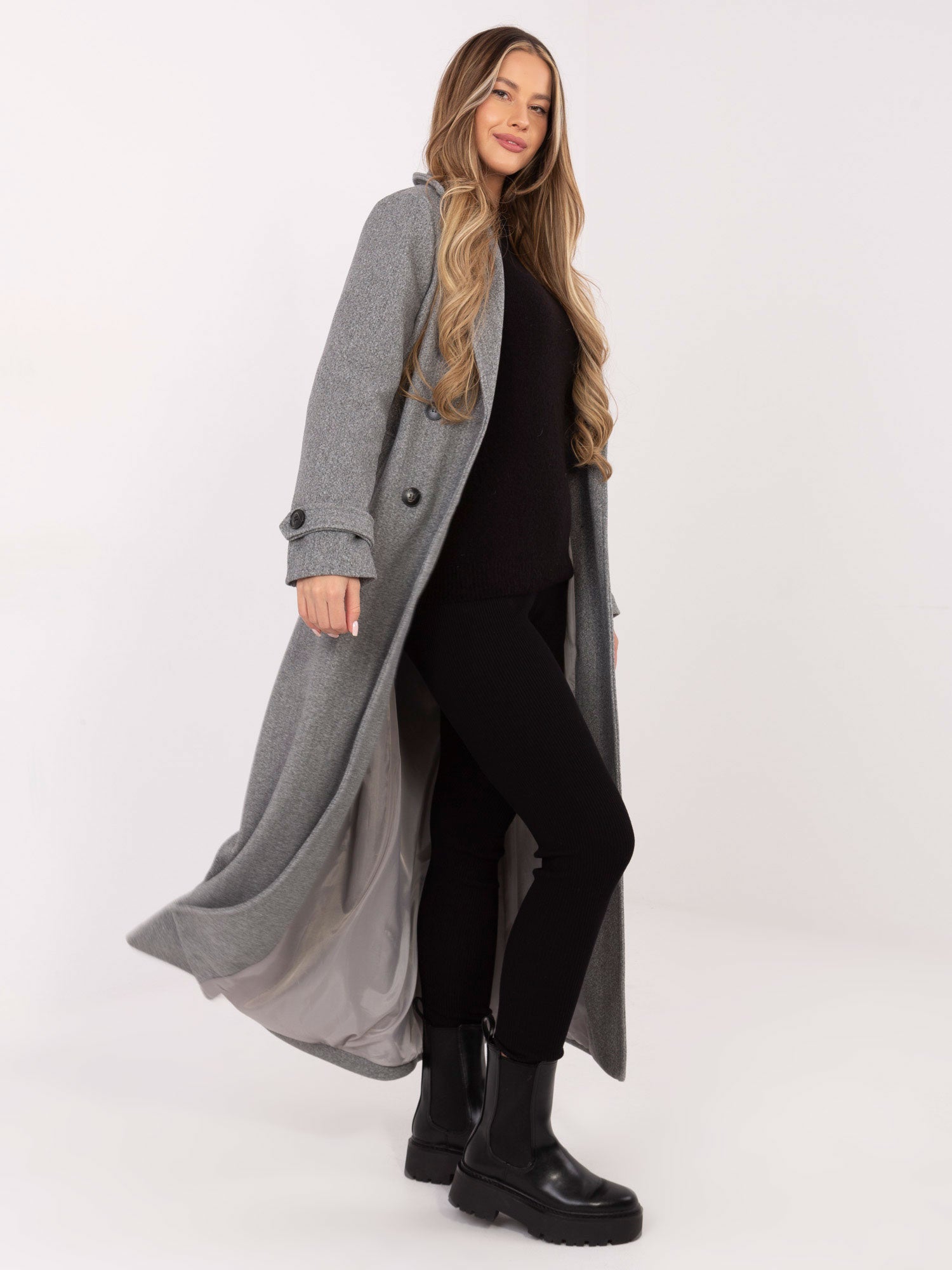 STITCH & SOUL Czarne legginsy z prążkowanej dzianiny