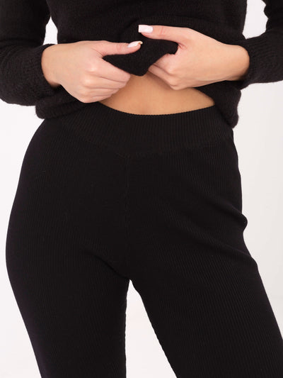 STITCH & SOUL Czarne legginsy z prążkowanej dzianiny
