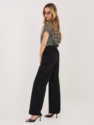RUE PARIS Czarne eleganckie spodnie straight leg