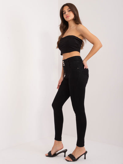 Czarne jeansowe rurki high waist