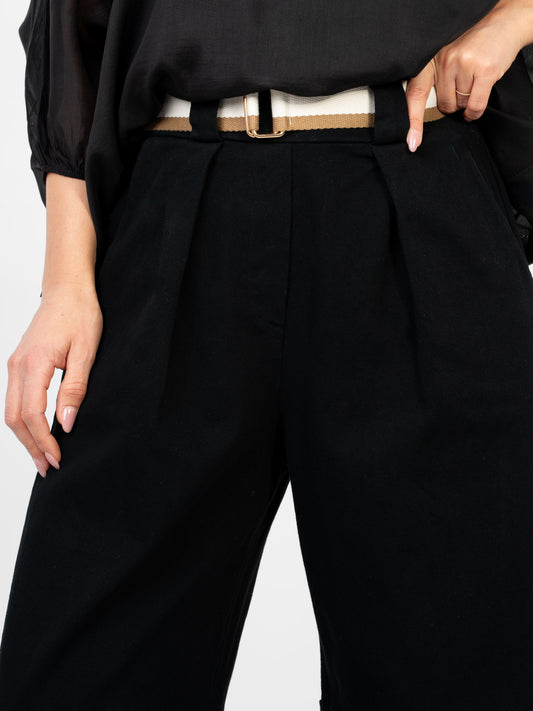 RUE PARIS Czarne jeansowe spodnie typu culotte