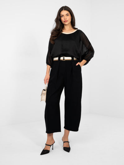 RUE PARIS Czarne jeansowe spodnie typu culotte