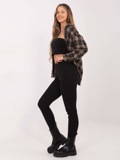 Czarne damskie legginsy basic z bawełny RUE PARIS