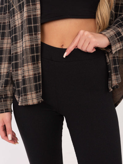 Czarne damskie legginsy basic z bawełny RUE PARIS
