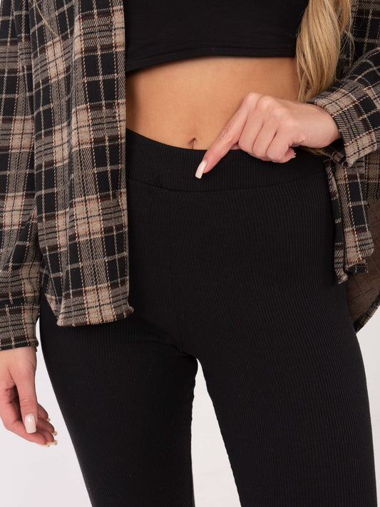 Czarne damskie legginsy basic z bawełny RUE PARIS