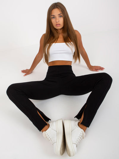 Czarne legginsy basic z suwakami RUE PARIS