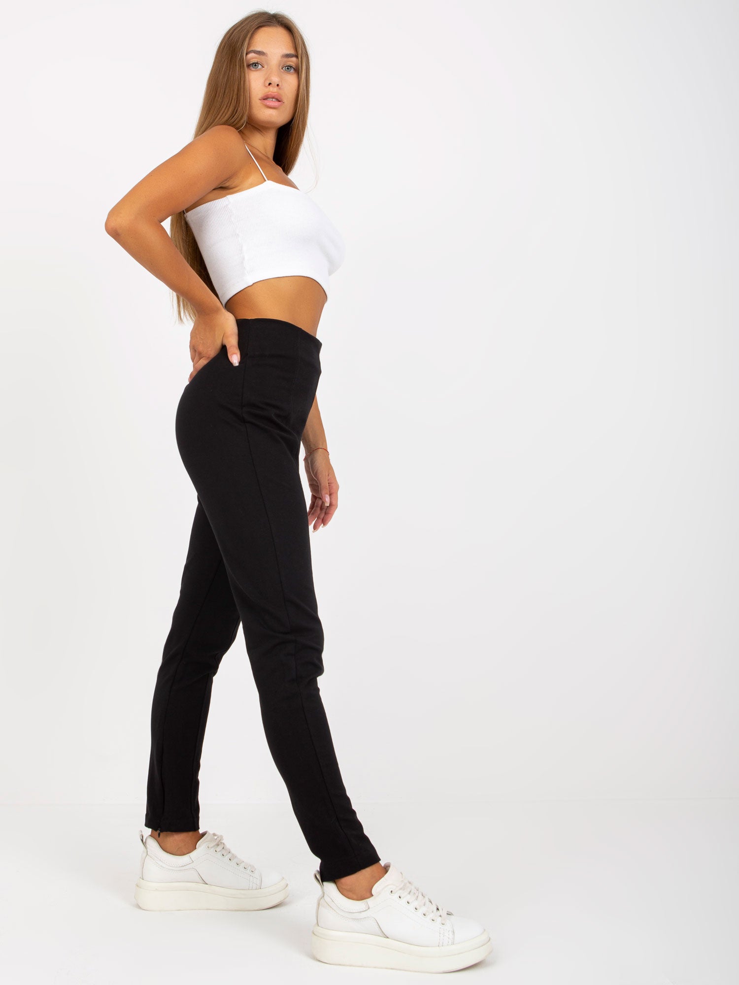 Czarne legginsy basic z suwakami RUE PARIS