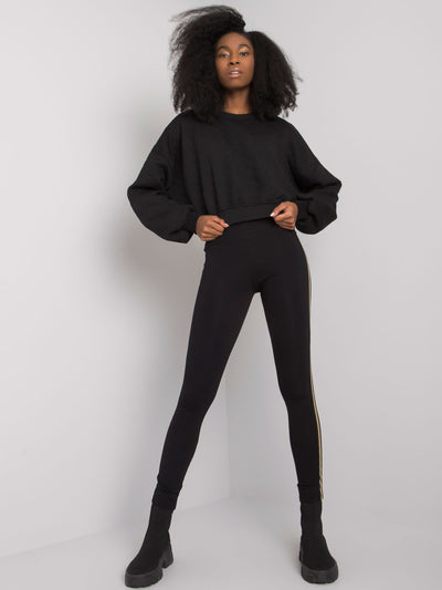 RUE PARIS Czarne legginsy z lampasami