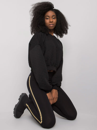RUE PARIS Czarne legginsy z lampasami