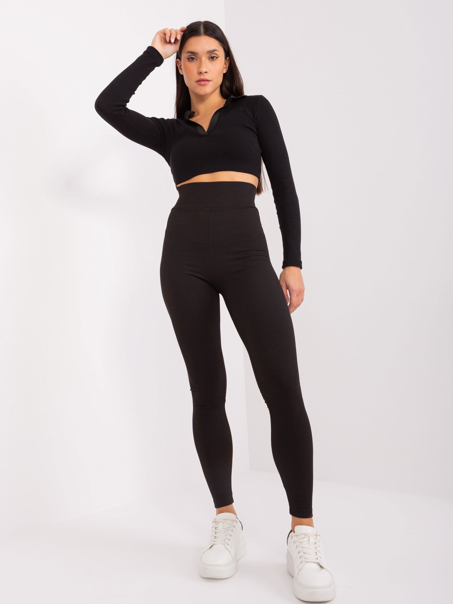 Czarne legginsy z wysokim stanem RUE PARIS
