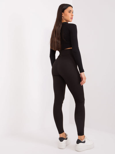 Czarne legginsy z wysokim stanem RUE PARIS