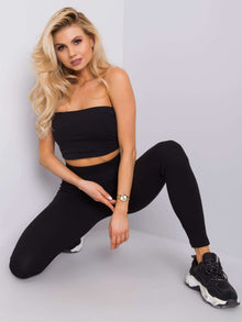 Czarne legginsy basic w prążek