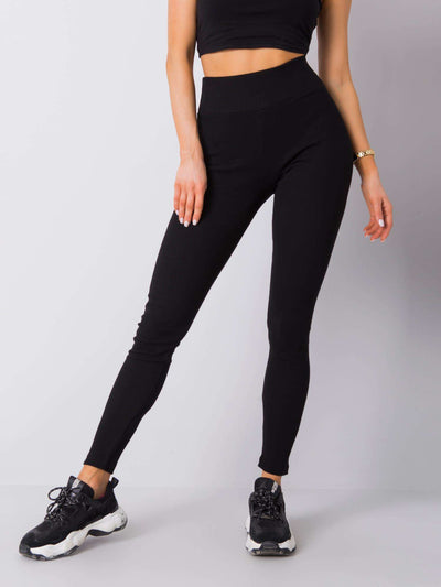 Czarne legginsy basic w prążek