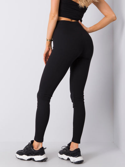 Czarne legginsy basic w prążek