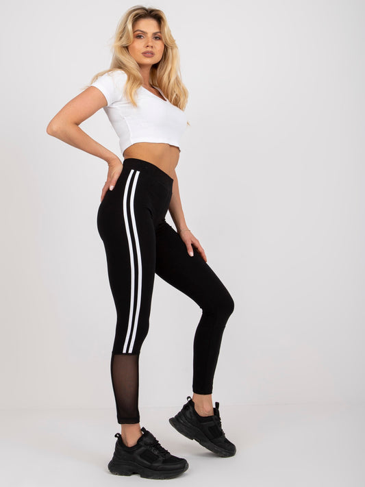 Czarne legginsy sportowe z lampasami