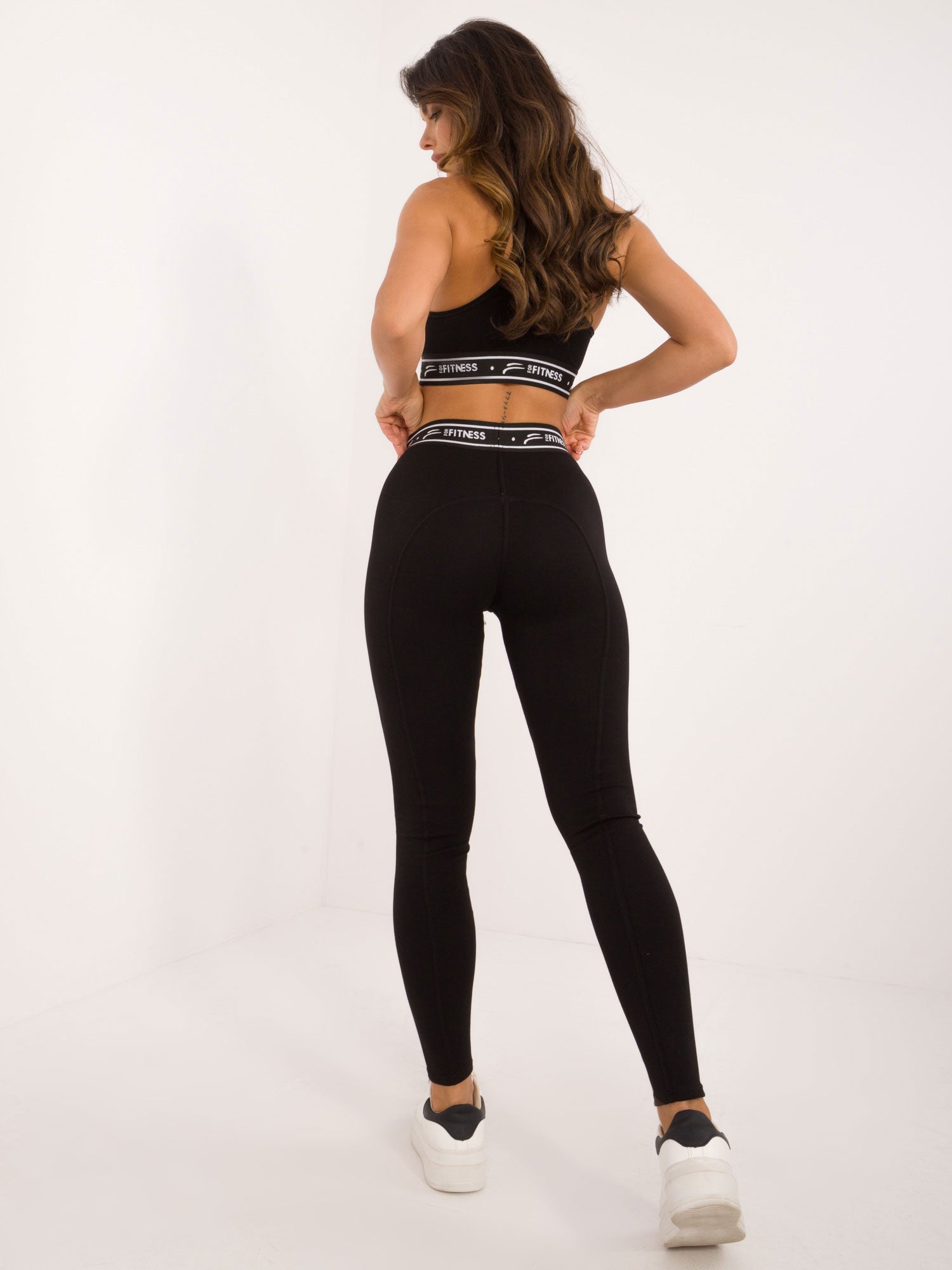 FOR FITNESS Czarne legginsy sportowe z wysokim stanem