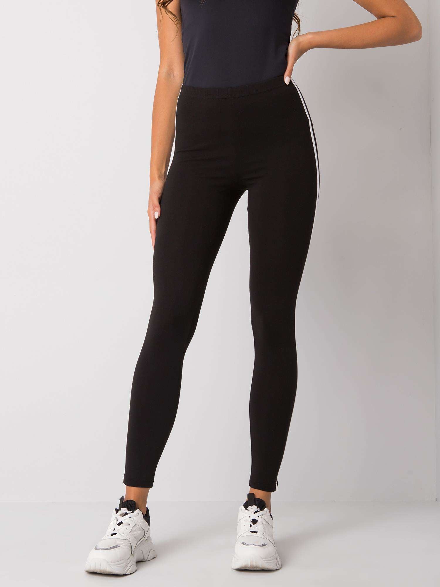 Czarne legginsy damskie z lampasami