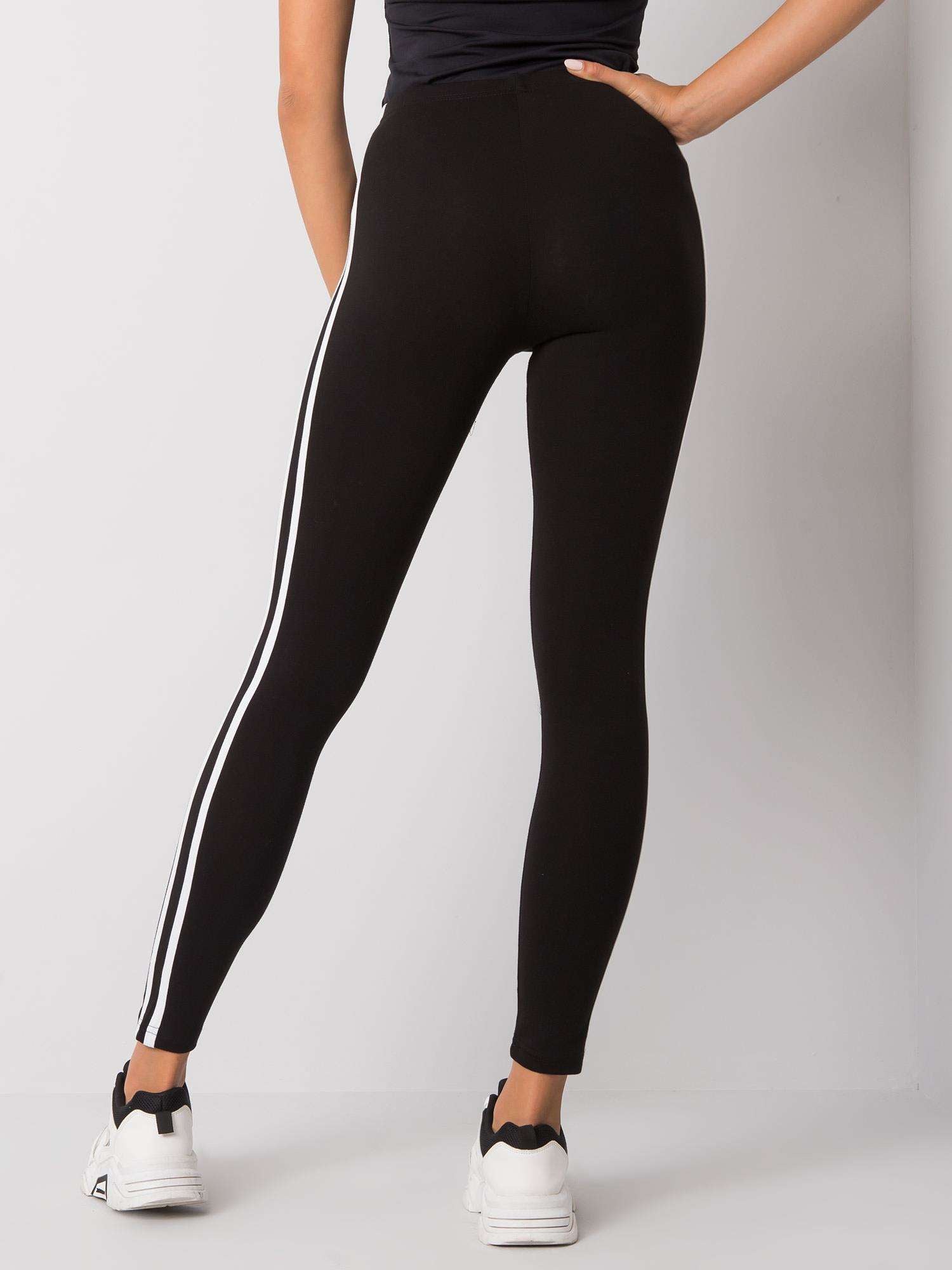 Czarne legginsy damskie z lampasami