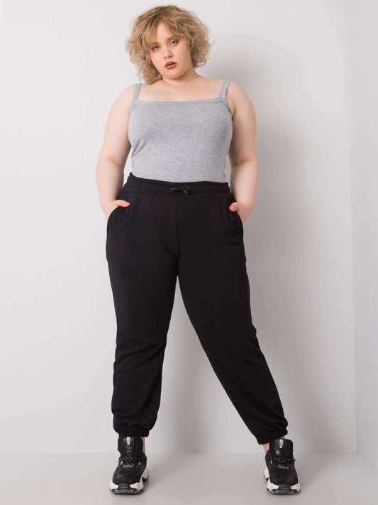 Czarne bawełniane spodnie dresowe plus size