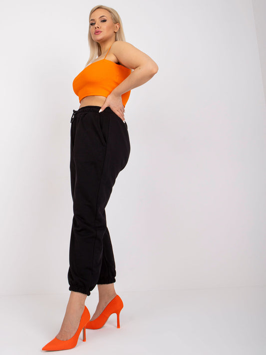 Czarne bawełniane spodnie dresowe plus size