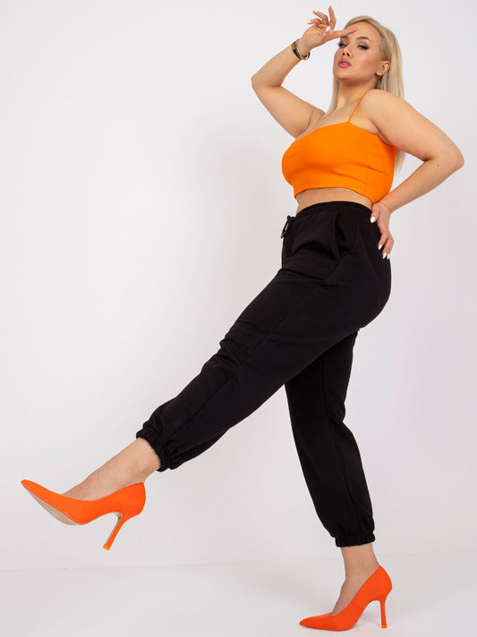 Czarne bawełniane spodnie dresowe plus size