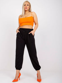 Czarne bawełniane spodnie dresowe plus size