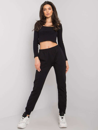 RUE PARIS Czarne spodnie dresowe na co dzień