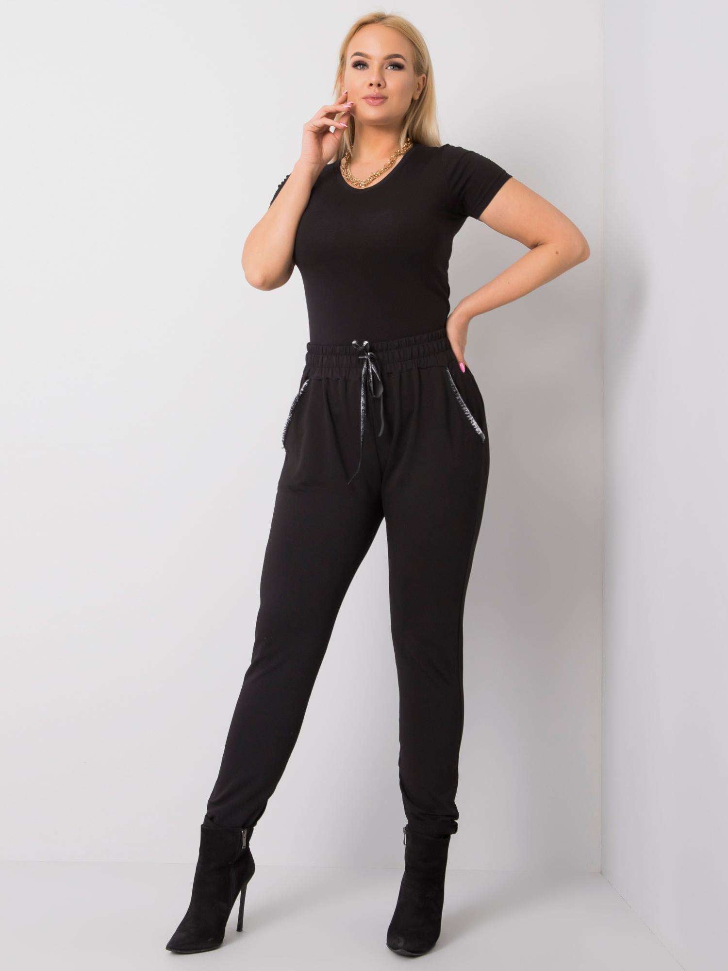 Czarne bawełniane spodnie plus size